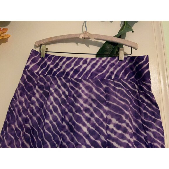 Chico's Diagonal Zebra Helena Handkerchief Purple Tie Dye Boho Skirt Sz 2 Fairy - Picture 7 of 10